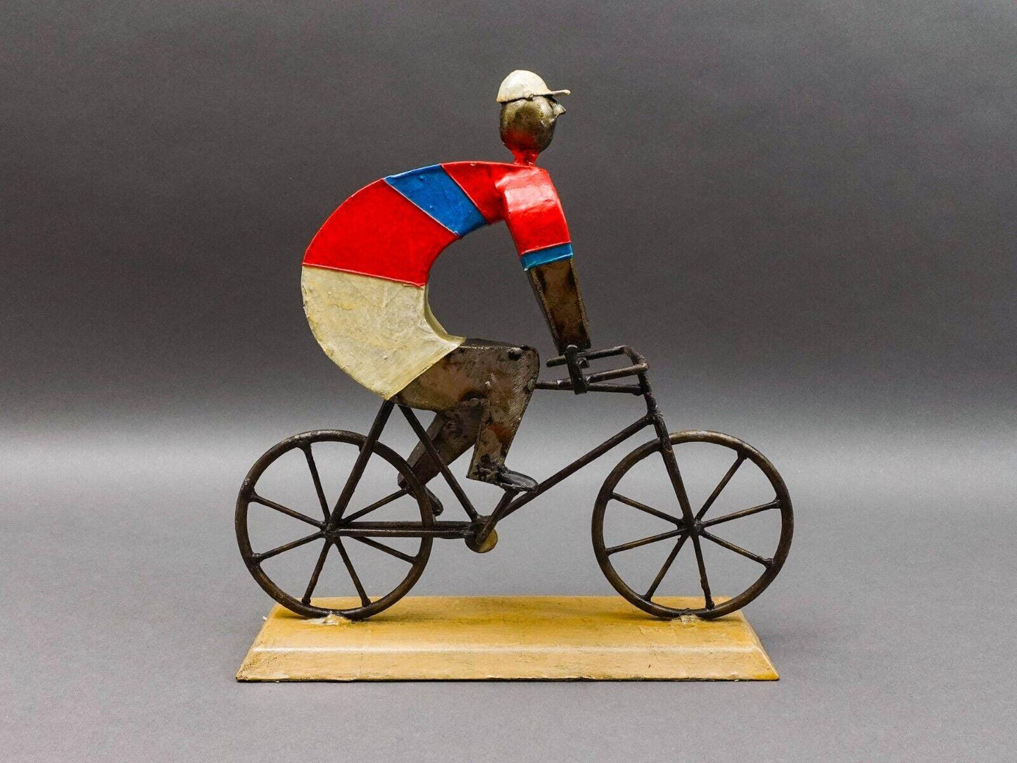 Manuel Felguerez Mexican Large Cyclist Bicycle Rider Metal Art Sculpture 12 3/4"