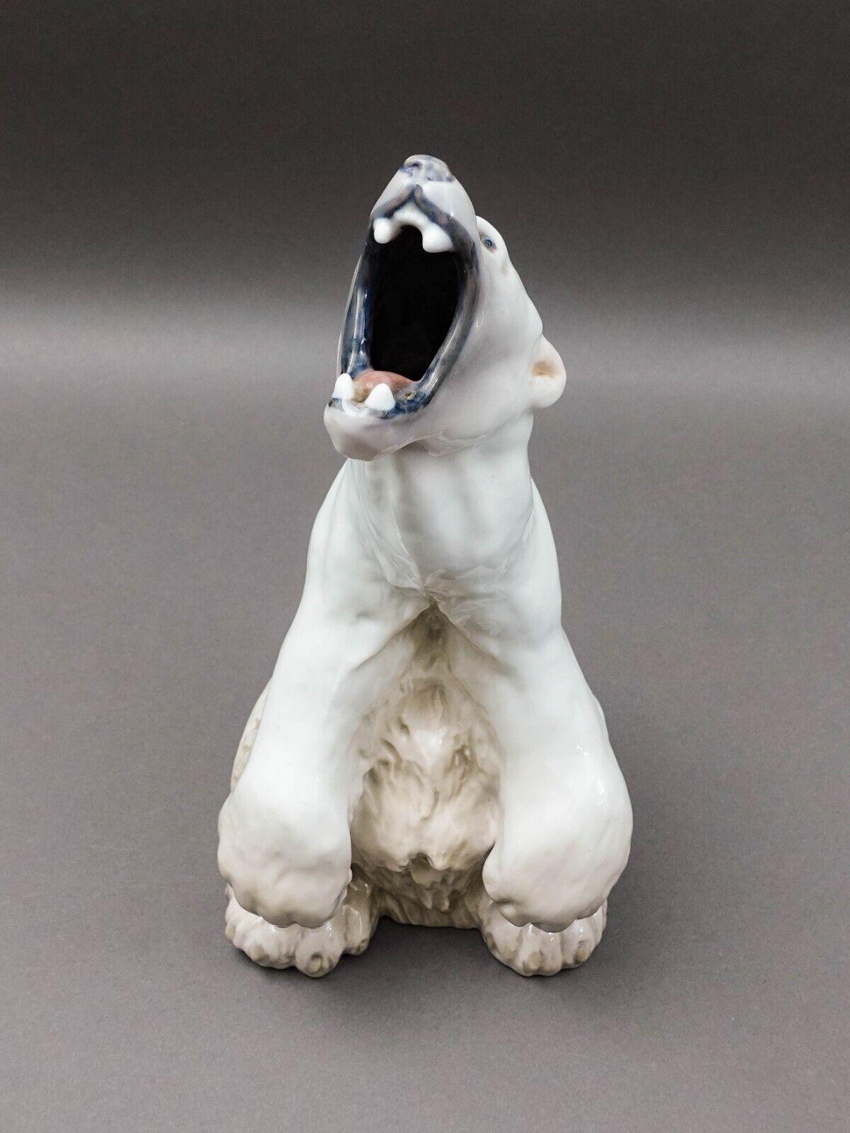 Royal Copenhagen Denmark #502 Porcelain Roaring Polar Bear Figure Sculpture 13"