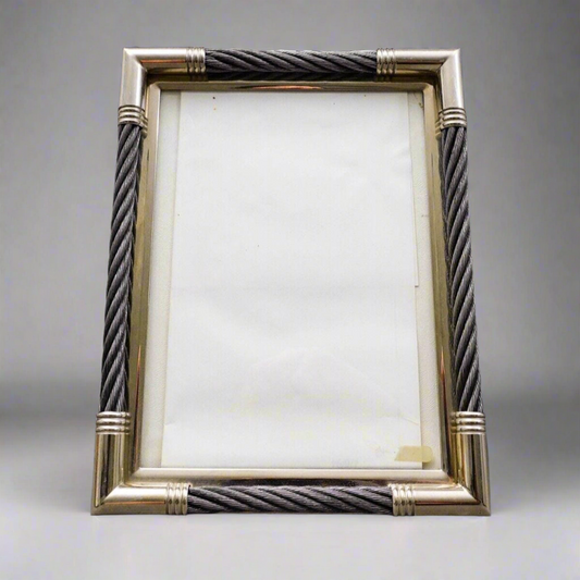 Plata Lappas Argentina Silver Plated Twist Cable Rope 5 X 7" Photo Picture Frame