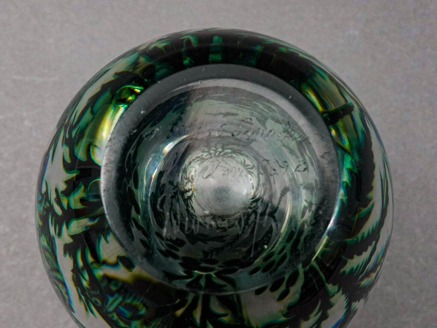 Edward Hald (Sweden, 1883 -1980) Orrefors 1948 "Graal" Fish Art Glass Vase 5.25"