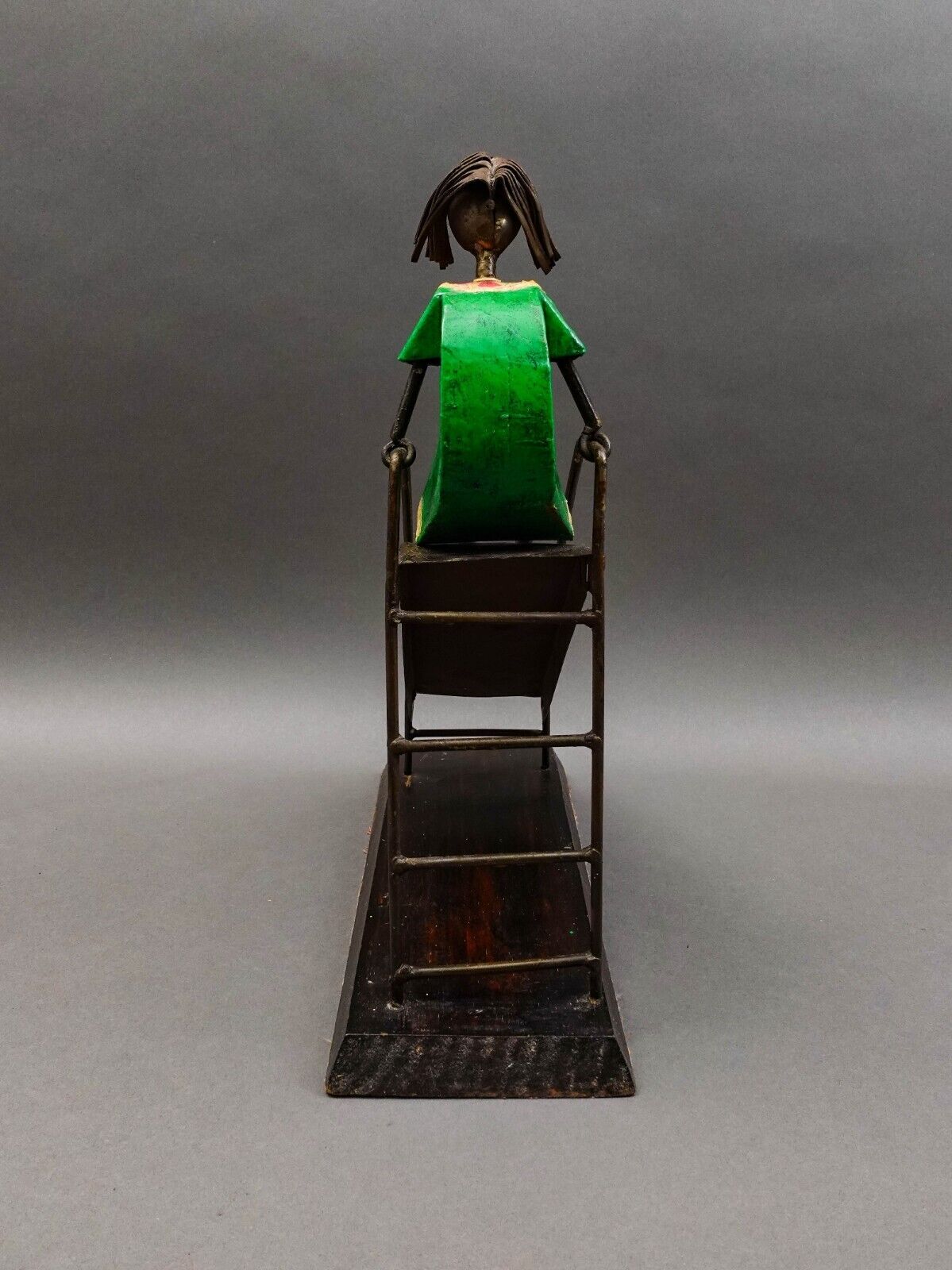 Manuel Felguerez Mexico Signed Girl On Slide Large Metal Art Sculpture 14 1/2"
