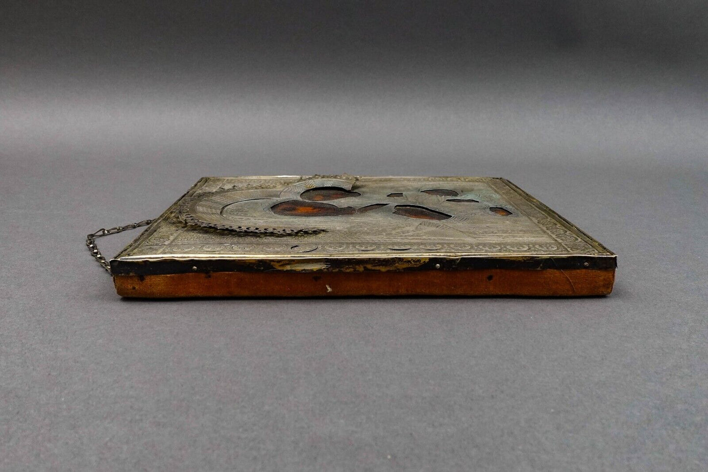 Antique 1893 Russian Icon Kazan Mother Of God Painting 84 Silver Frame (Read)