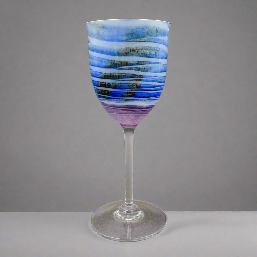 Steven Maslach 1978  Signed Volcano Ash Hand Blown 7 7/8" Wine Glass Goblet