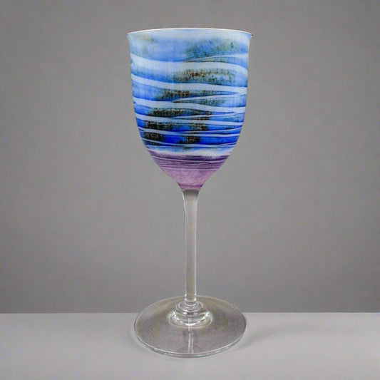 Steven Maslach 1978  Signed Volcano Ash Hand Blown 7 7/8" Wine Glass Goblet