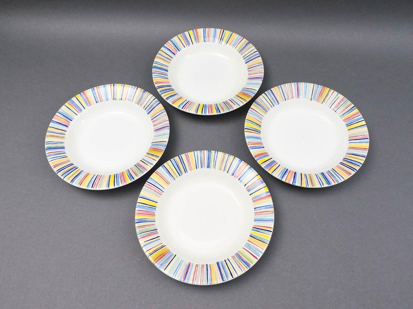 Gien France Colorado Rimmed Soup Bowl Set Of 4