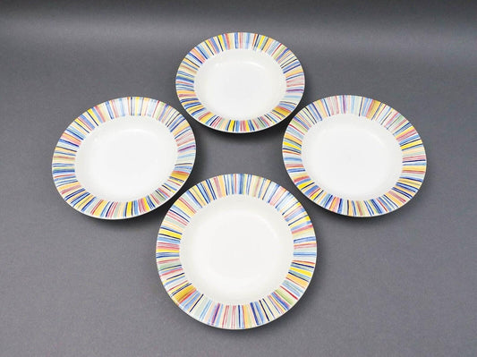Gien France Colorado Rimmed Soup Bowl Set Of 4