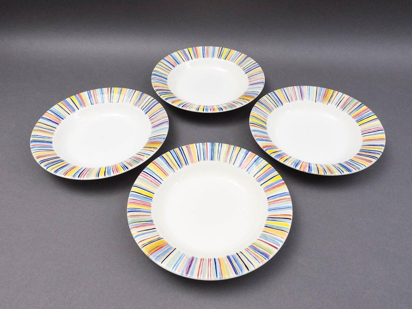 Gien France Colorado Rimmed Soup Bowl Set Of 4