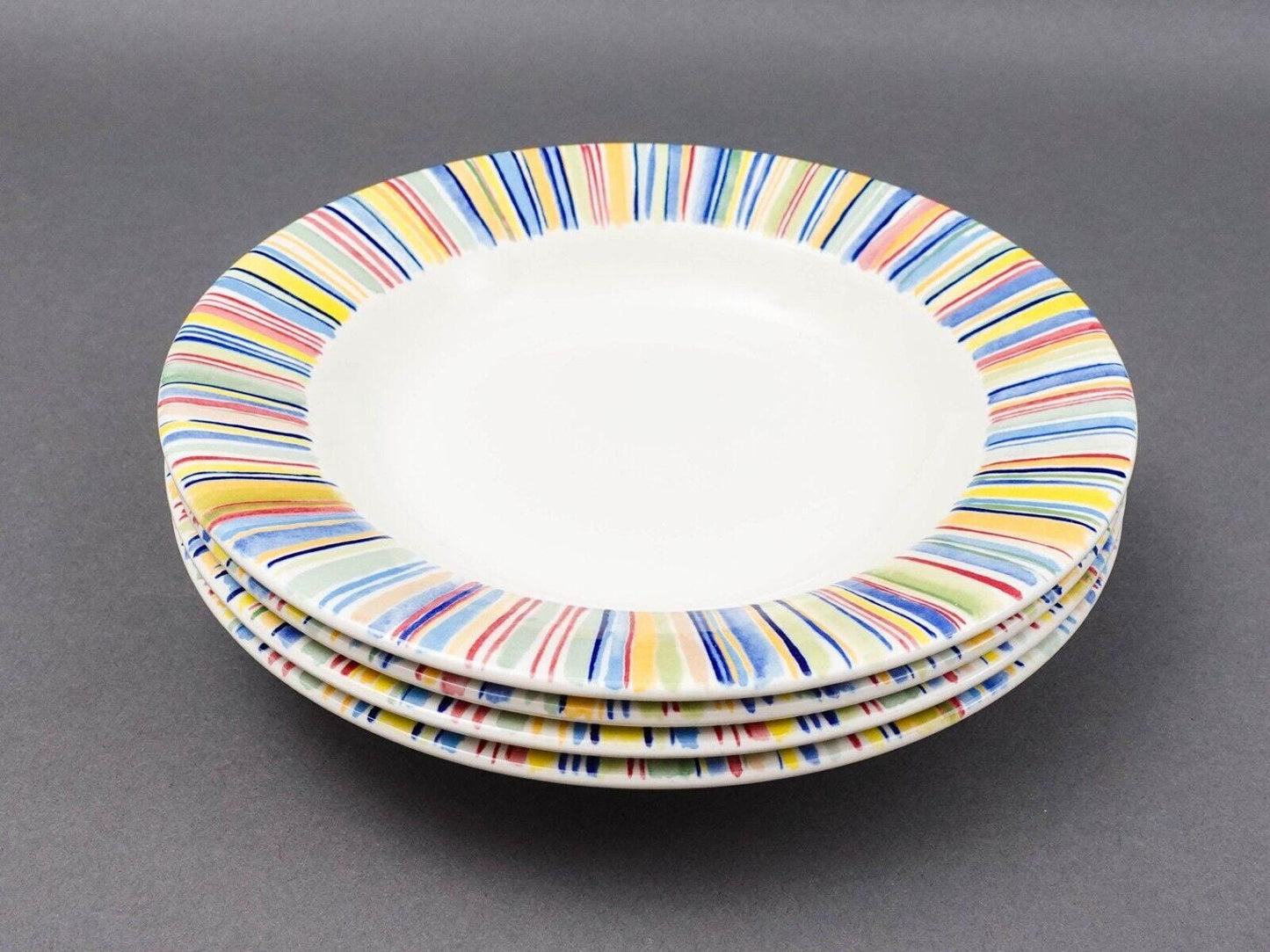 Gien France Colorado Rimmed Soup Bowl Set Of 4