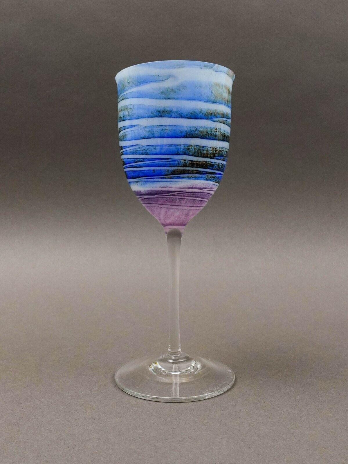 Steven Maslach 1978  Signed Volcano Ash Hand Blown 7 7/8" Wine Glass Goblet