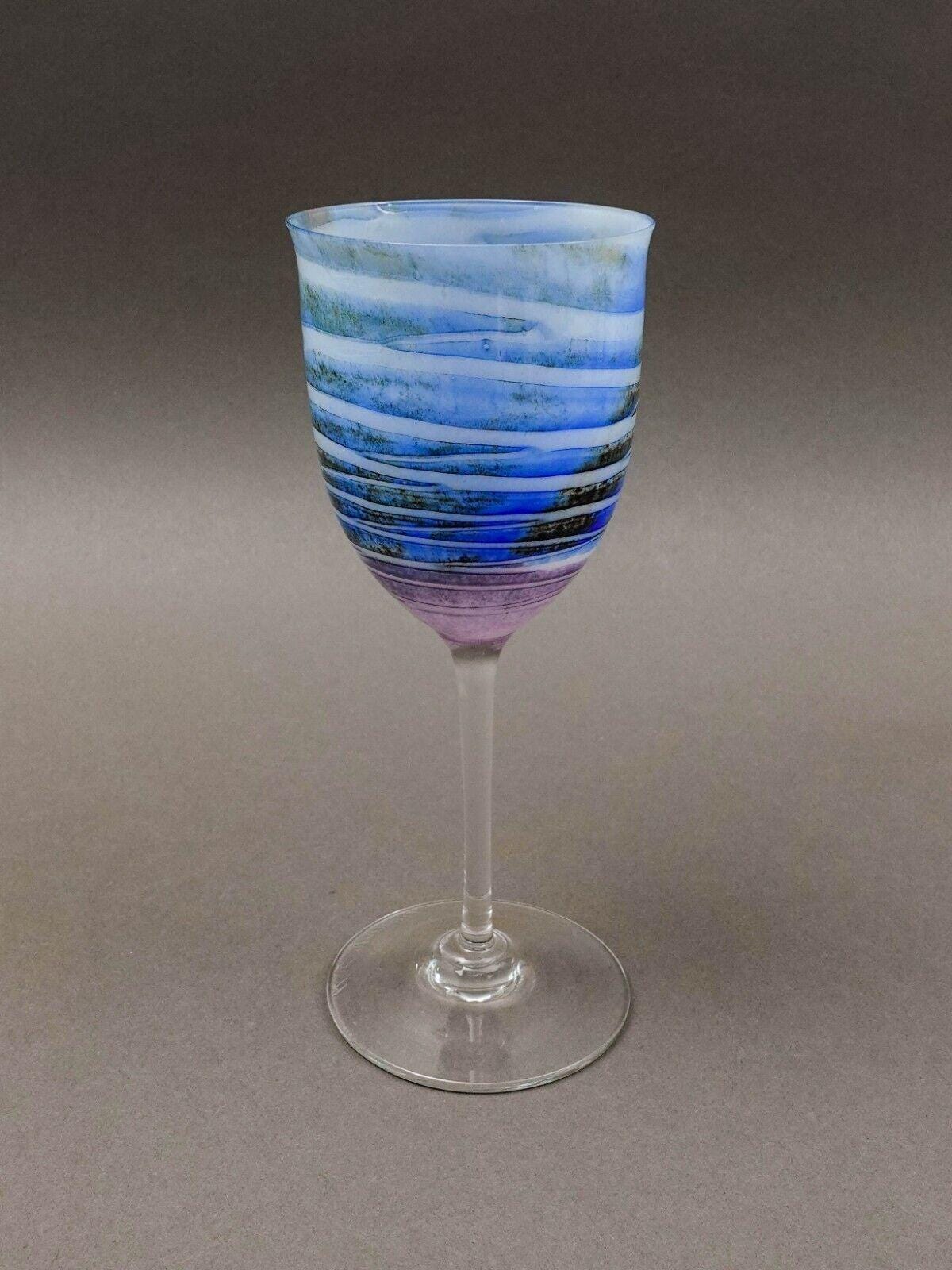 Steven Maslach 1978  Signed Volcano Ash Hand Blown 7 7/8" Wine Glass Goblet
