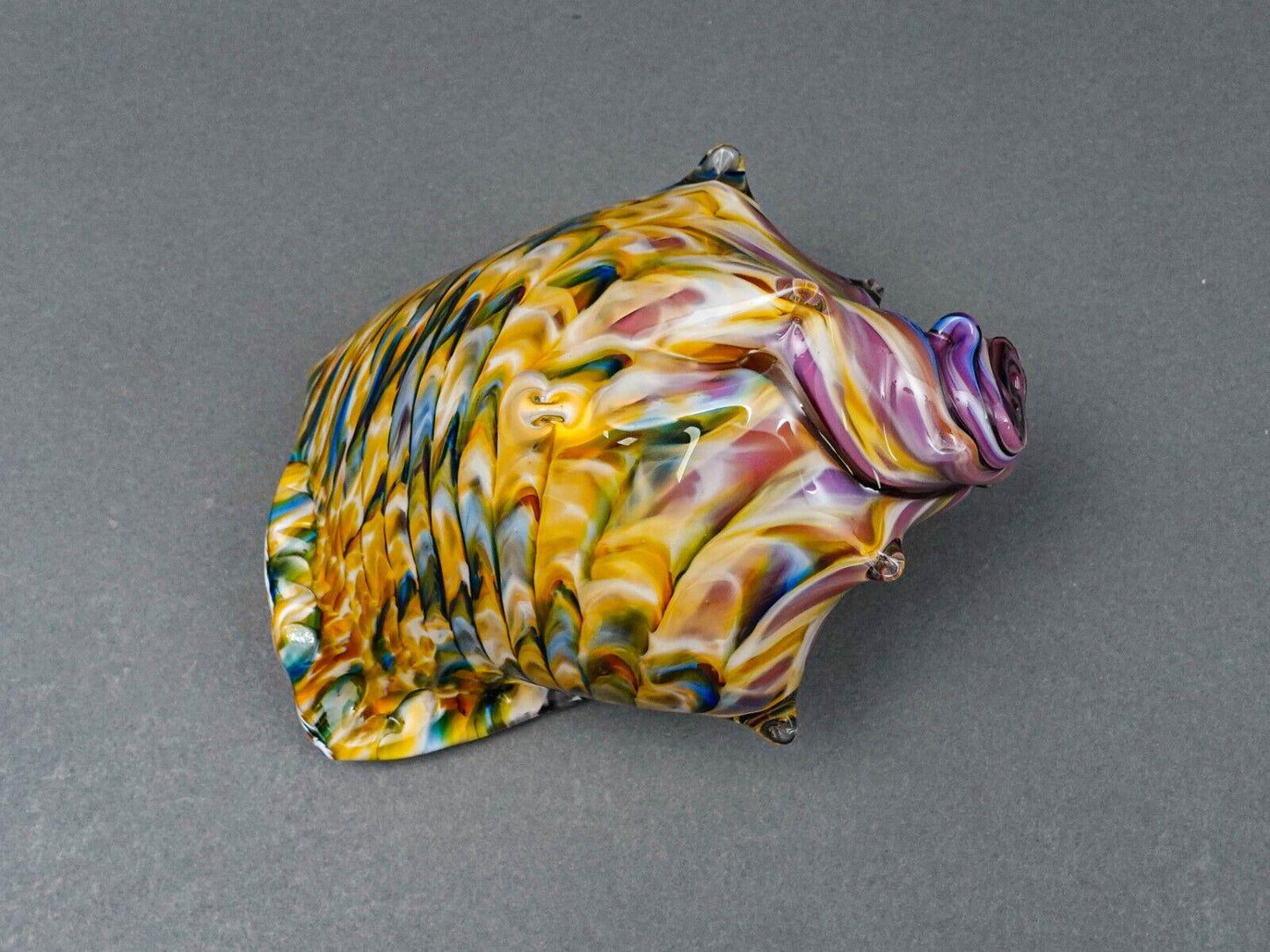 Artist Signed & Dated 2018 Conch Sea Shell Hand Blown Art Glass Sculpture 7"
