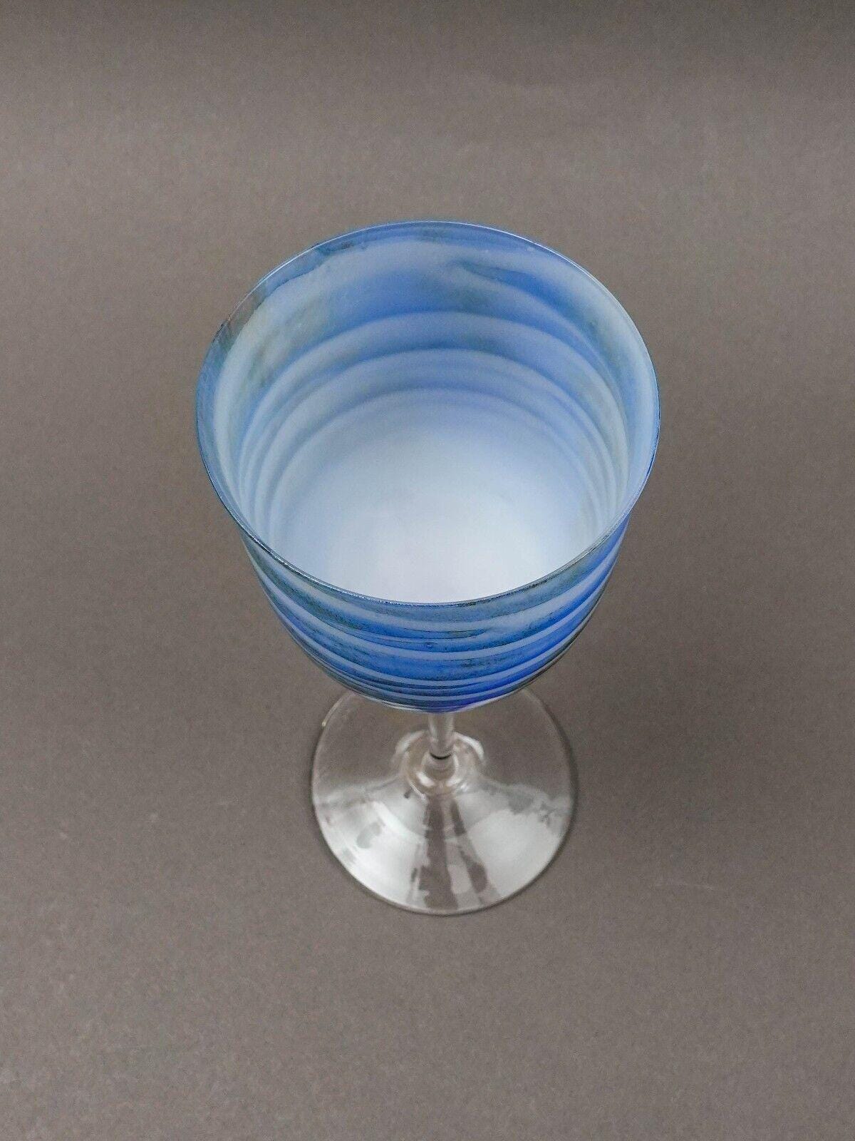 Steven Maslach 1978  Signed Volcano Ash Hand Blown 7 7/8" Wine Glass Goblet