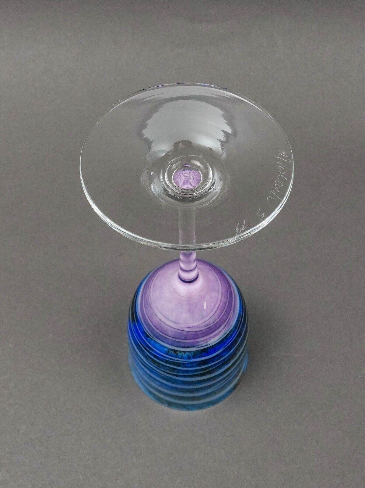 Steven Maslach 1978  Signed Volcano Ash Hand Blown 7 7/8" Wine Glass Goblet