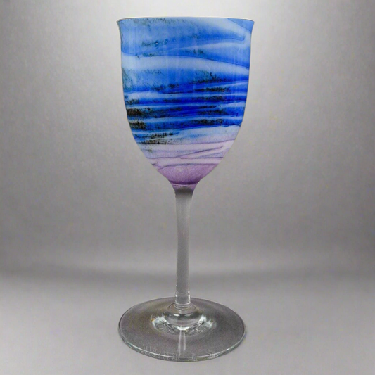 Steven Maslach Signed 1978 Volcano Ash Hand Blown 7 5/8" Wine Glass Goblet