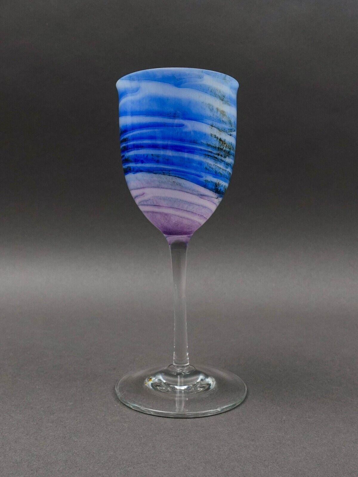 Steven Maslach Signed 1978 Volcano Ash Hand Blown 7 5/8" Wine Glass Goblet