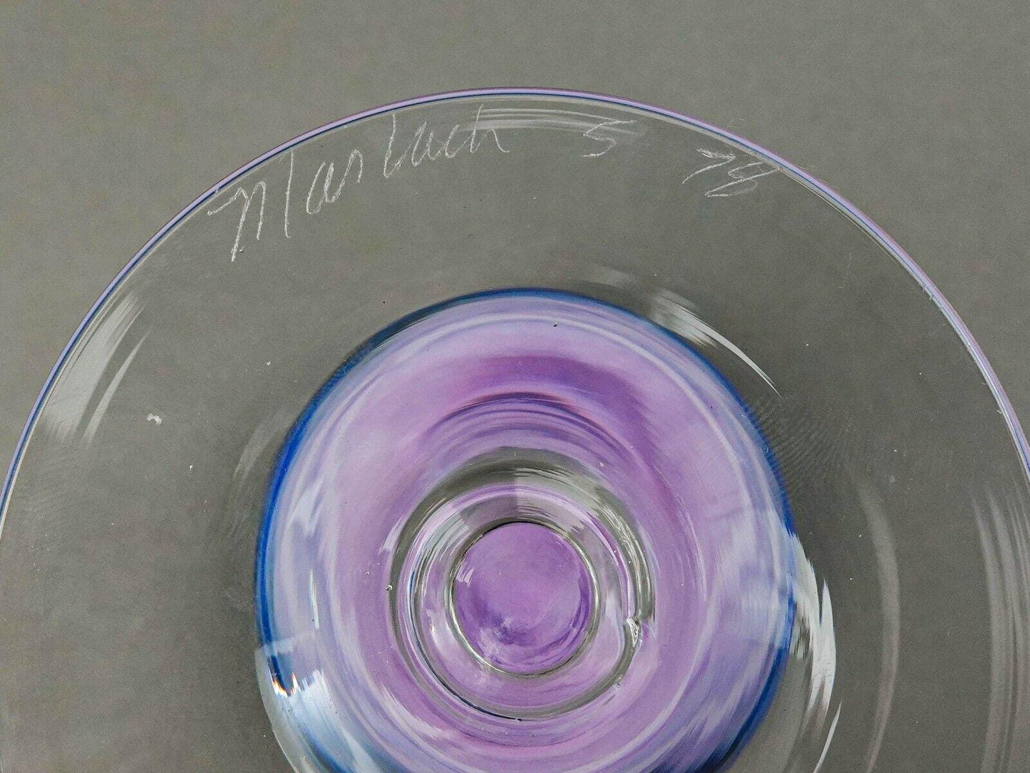 Steven Maslach Signed 1978 Volcano Ash Hand Blown 7 5/8" Wine Glass Goblet