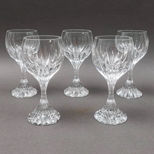 Baccarat Crystal France Massena 6 3/8" White Wine Glasses Set Of 5