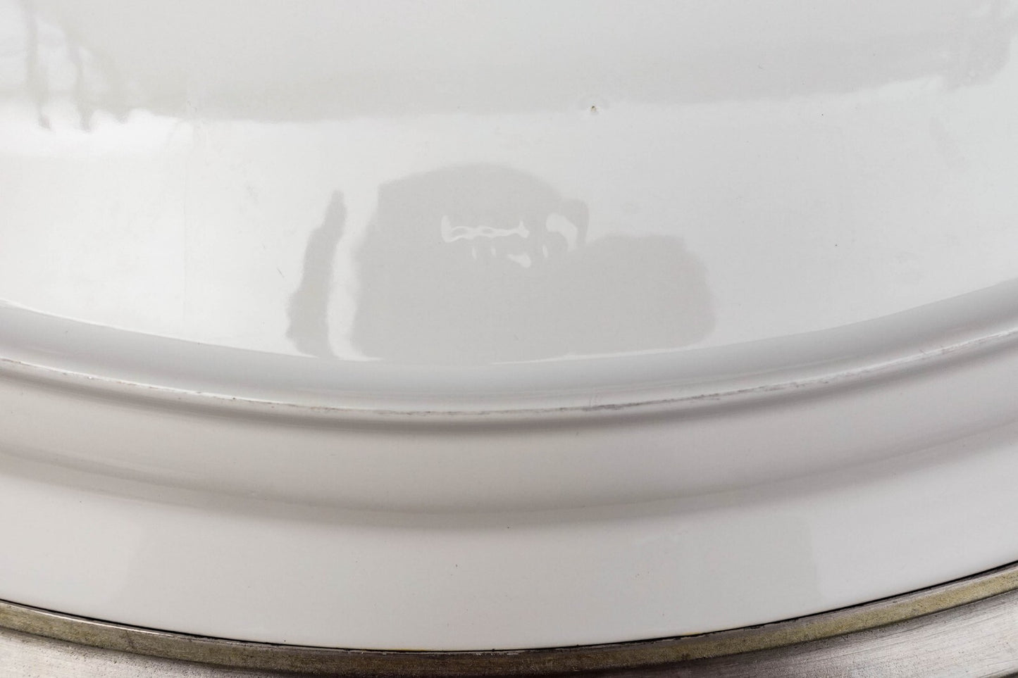 Match Italy Convivio White Porcelain Pewter Large Oval Serving Platter (Read)