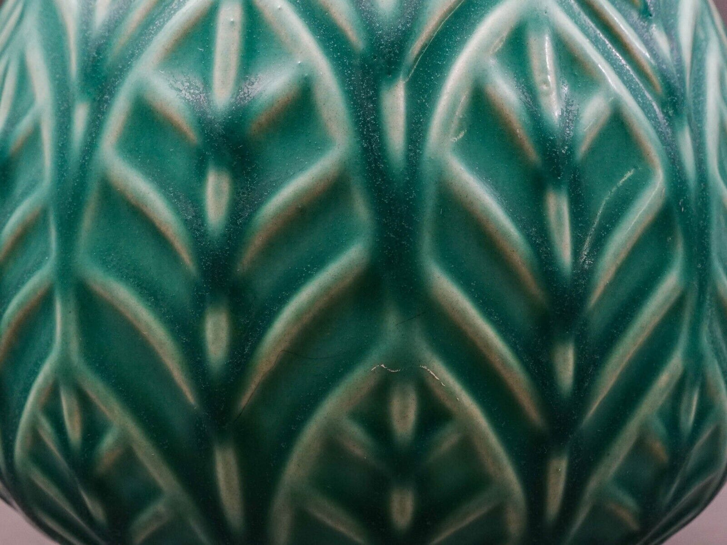 Jonathan Adler Peru Vintage Large Leaf Leaves Green Ceramic Pottery Vase 11 1/2"