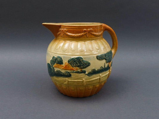 Roseville Antique Early Landscape Trees Stoneware Pottery Utility Jug Pitcher