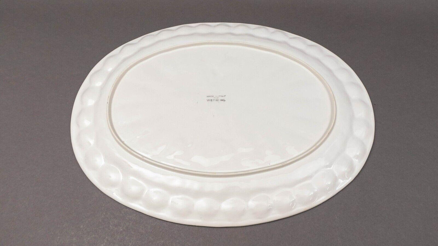 Vietri Italy Acquarello Shell Relief Pottery Large 19 3/8" Oval Serving Platter