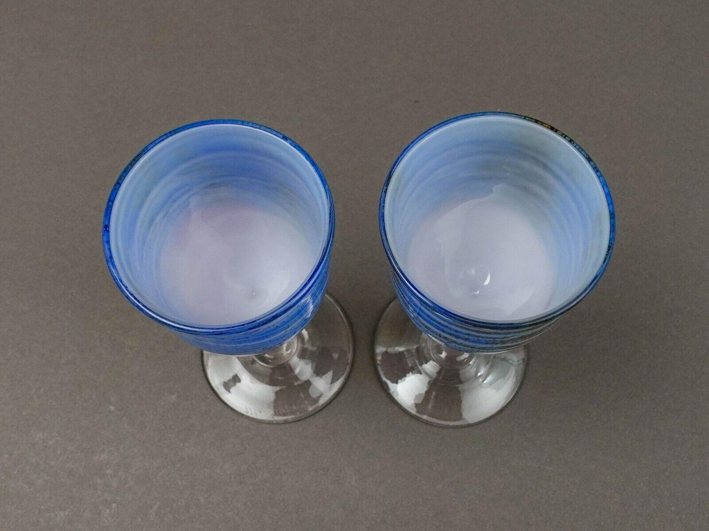 Steven Maslach 1978 Signed Volcano Ash Hand Blown 5 7/8" Cordial Glass Set Of 2
