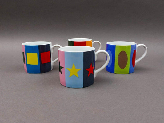Swid Powell Gene Meyer Stars Multicolor Geometric Porcelain Mug Set Of 4 (Read)