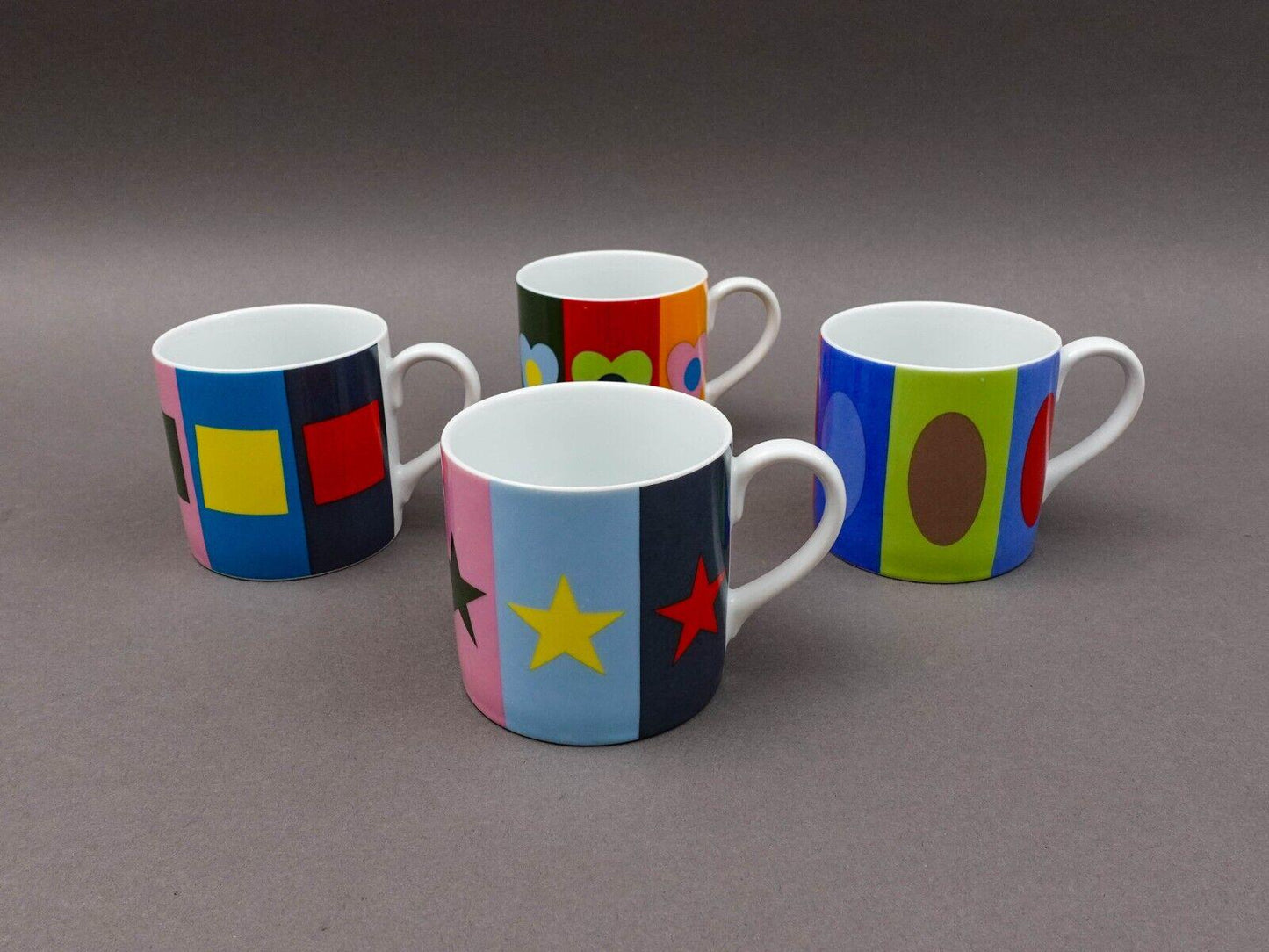 Swid Powell Gene Meyer Stars Multicolor Geometric Porcelain Mug Set Of 4 (Read)