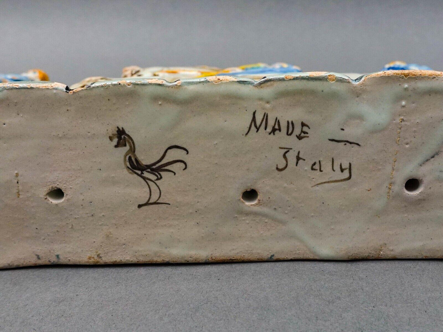 Antique Italian St George Slaying Dragon Terracotta Plaque Bookend Sculpture Set