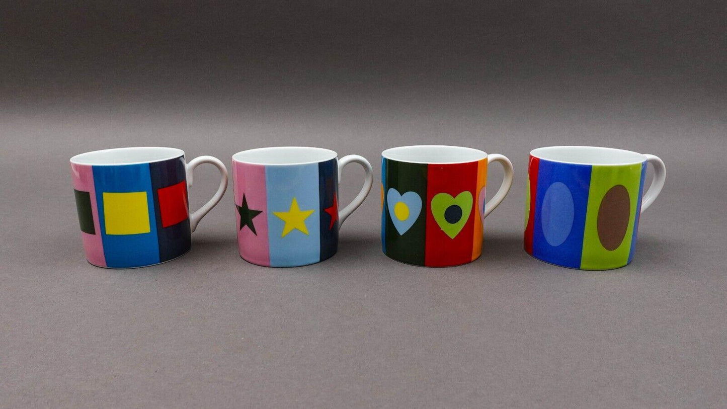 Swid Powell Gene Meyer Stars Multicolor Geometric Porcelain Mug Set Of 4 (Read)