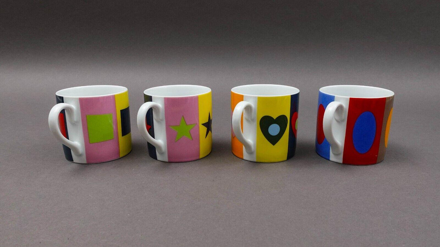Swid Powell Gene Meyer Stars Multicolor Geometric Porcelain Mug Set Of 4 (Read)