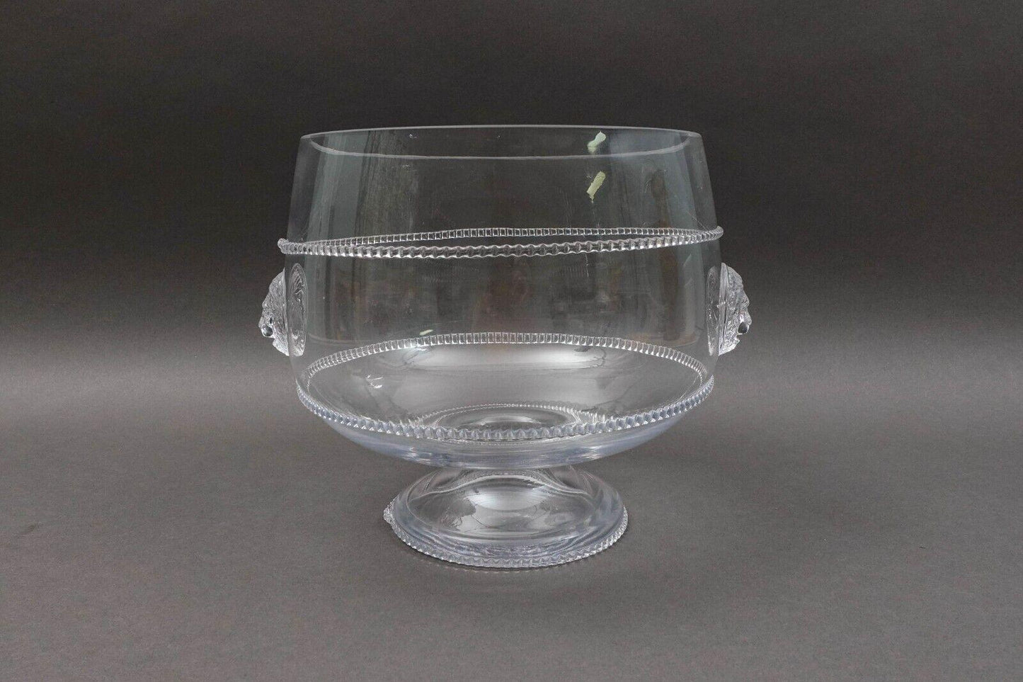 Juliska 203 Signed Victor Lion Glass Large 9.25" Pedestal Compote Trifle Bowl