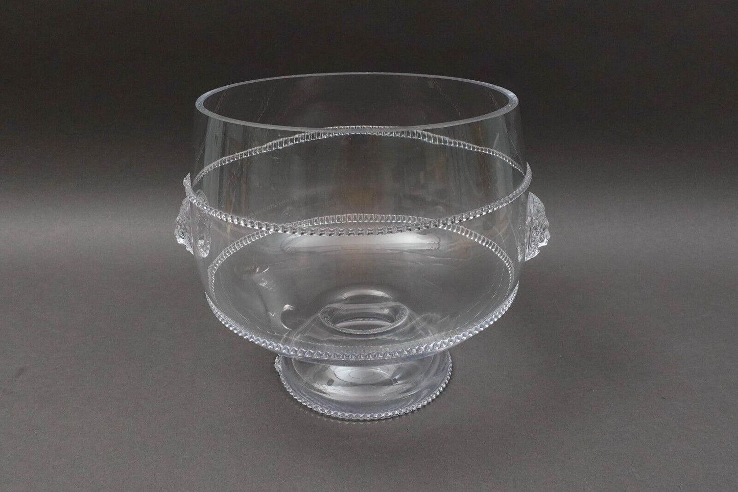 Juliska 203 Signed Victor Lion Glass Large 9.25" Pedestal Compote Trifle Bowl