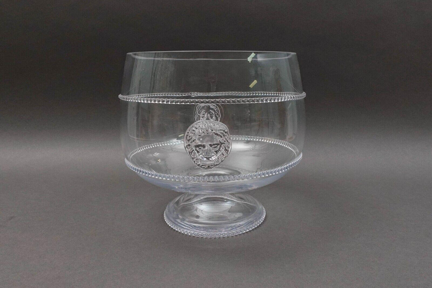 Juliska 203 Signed Victor Lion Glass Large 9.25" Pedestal Compote Trifle Bowl