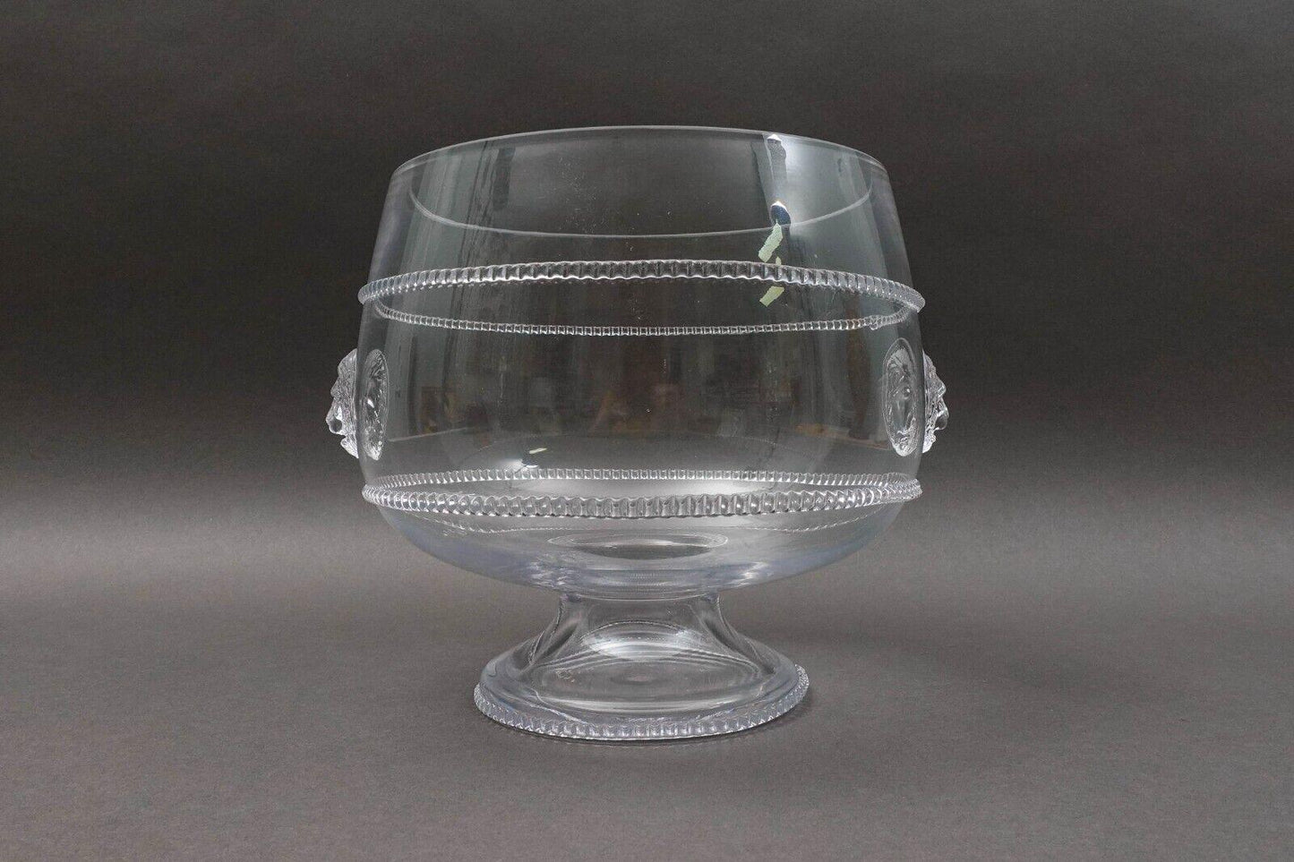 Juliska 203 Signed Victor Lion Glass Large 9.25" Pedestal Compote Trifle Bowl