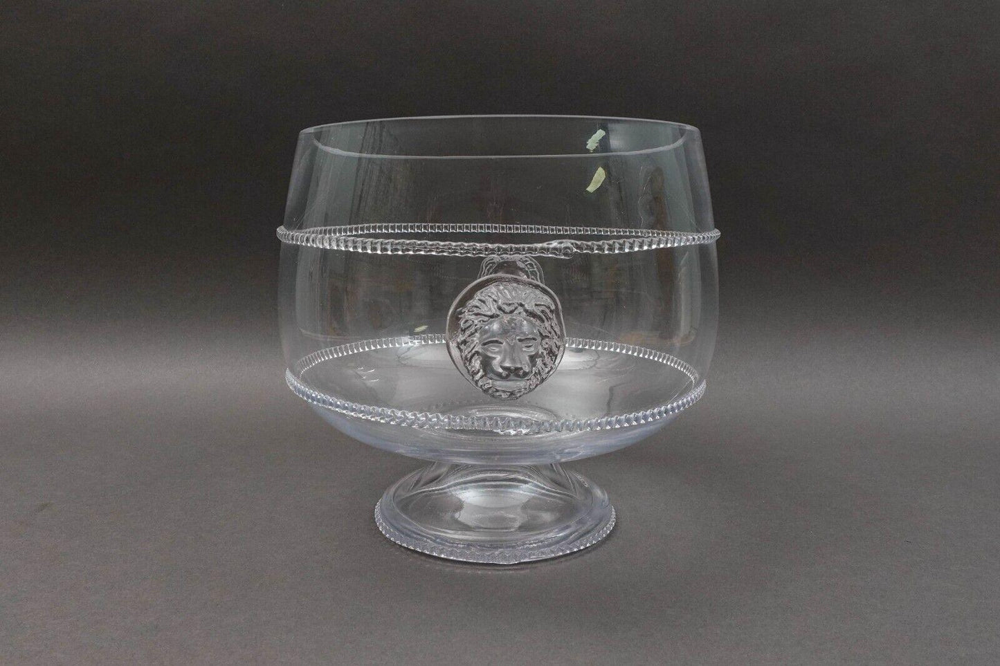 Juliska 203 Signed Victor Lion Glass Large 9.25" Pedestal Compote Trifle Bowl