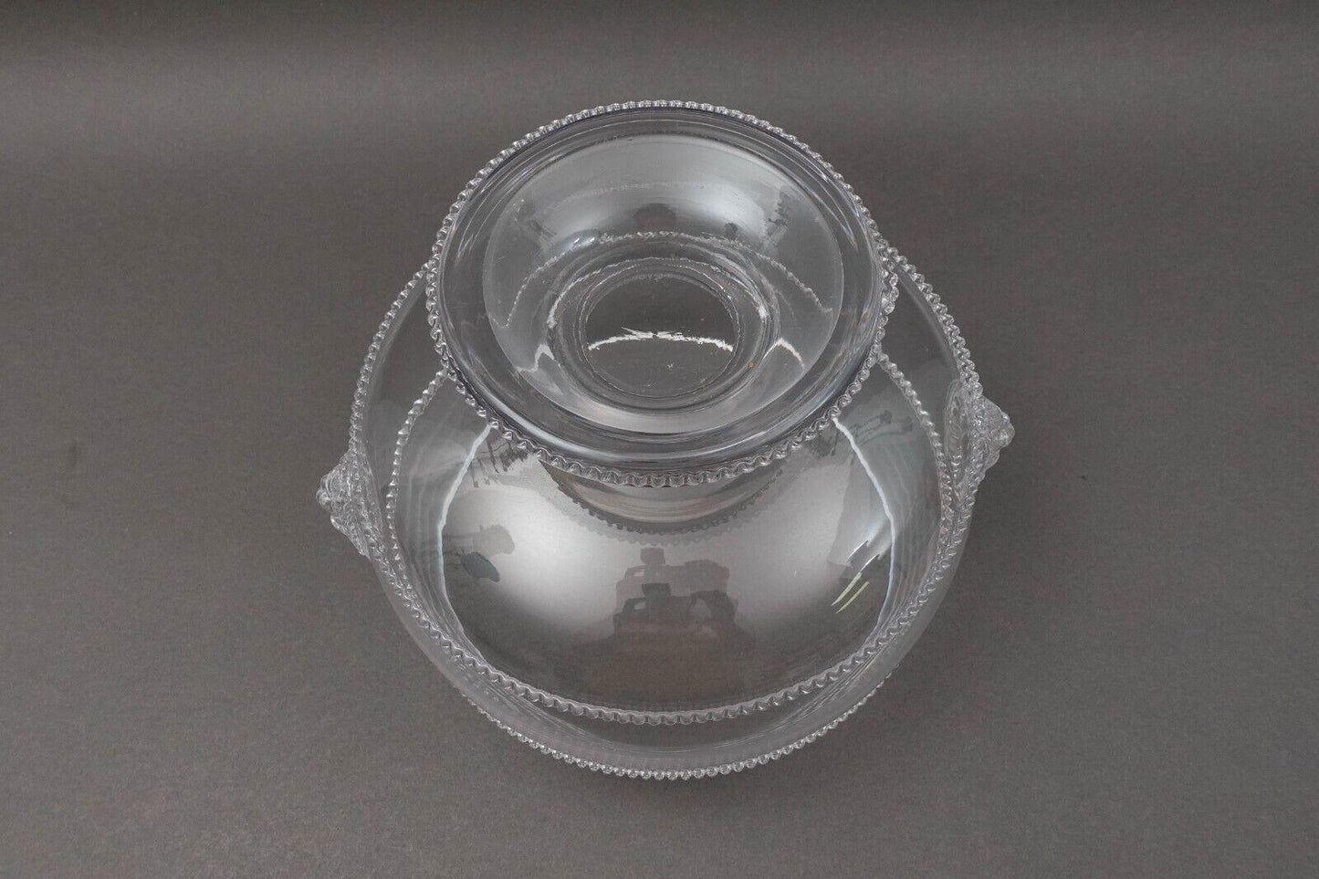 Juliska 203 Signed Victor Lion Glass Large 9.25" Pedestal Compote Trifle Bowl