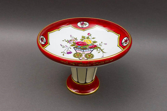 Noritake Japan Vintage Flower Basket Porcelain Footed Pedestal Compote Bowl