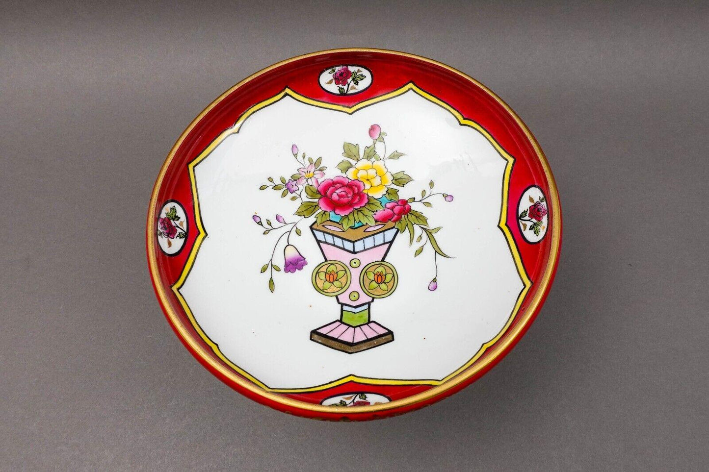 Noritake Japan Vintage Flower Basket Porcelain Footed Pedestal Compote Bowl
