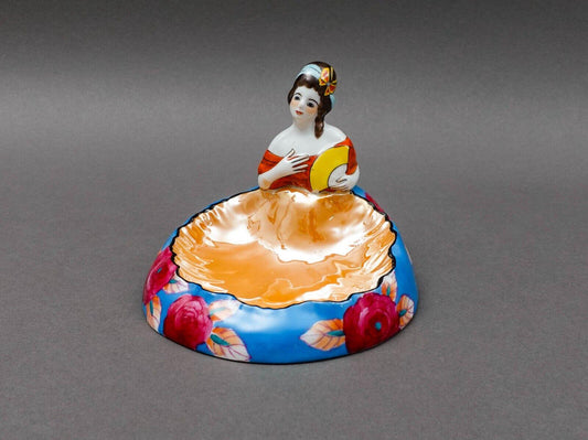 Noritake Japan Art Deco Hand Painted Lustre Figural Lady Porcelain Trinket Dish