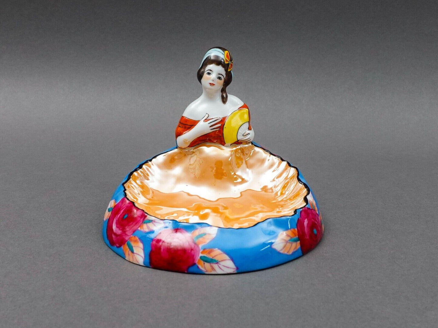 Noritake Japan Art Deco Hand Painted Lustre Figural Lady Porcelain Trinket Dish