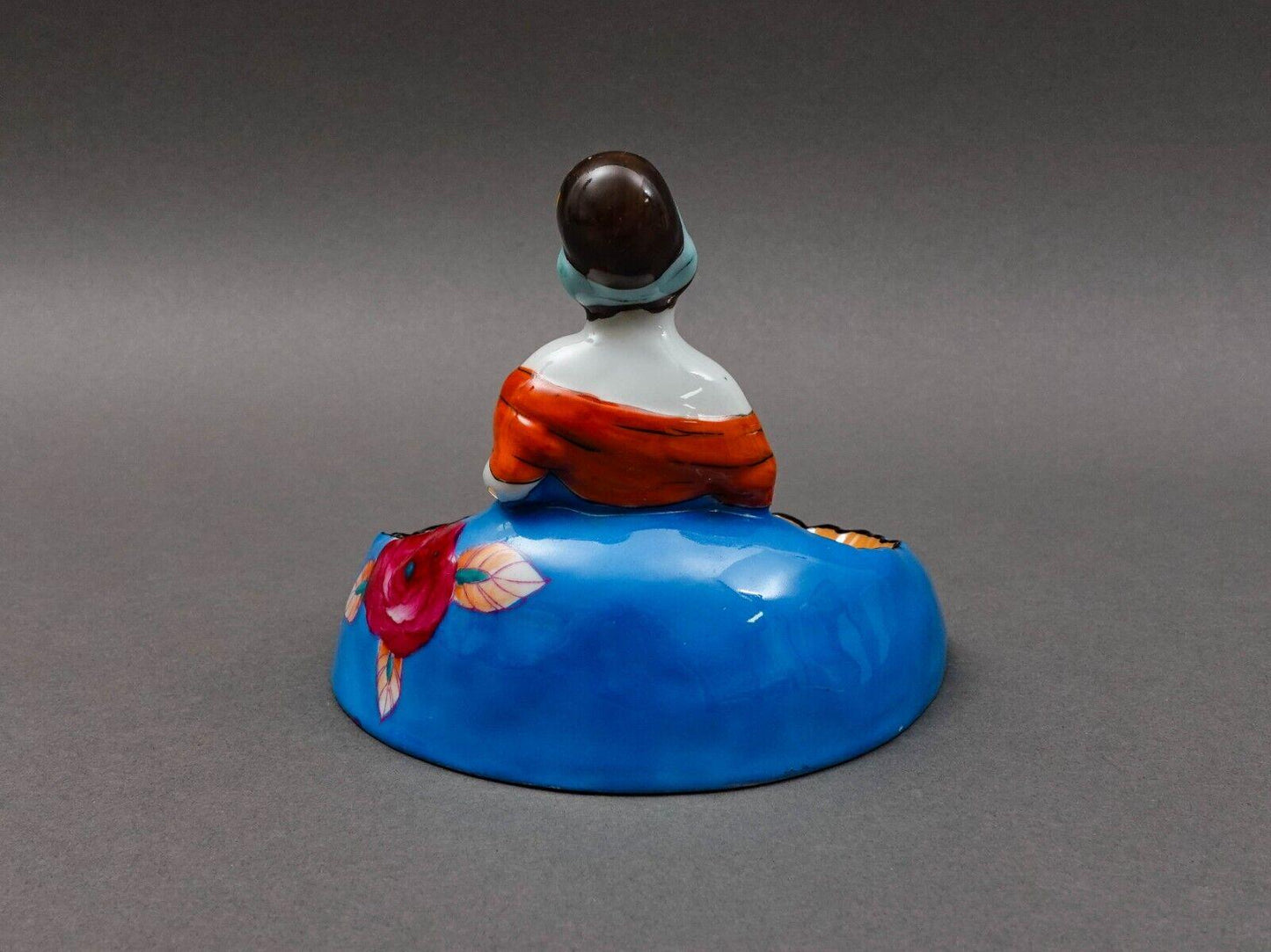 Noritake Japan Art Deco Hand Painted Lustre Figural Lady Porcelain Trinket Dish