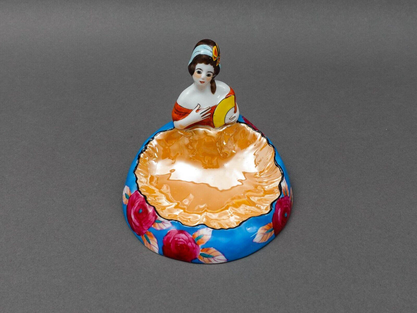 Noritake Japan Art Deco Hand Painted Lustre Figural Lady Porcelain Trinket Dish
