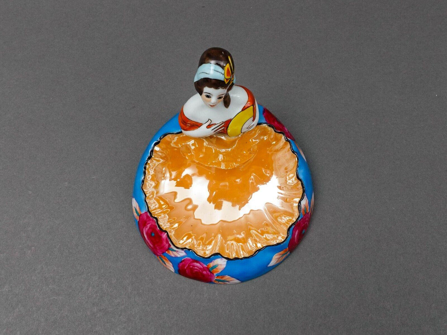 Noritake Japan Art Deco Hand Painted Lustre Figural Lady Porcelain Trinket Dish