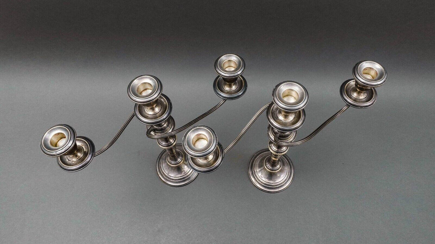 Gorham Vintage Sterling Silver 638 Twisted Branch Candelabra Candle Holder Pair