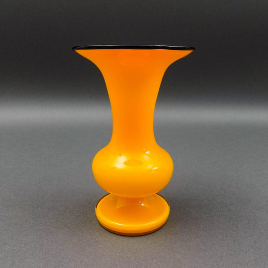Franz Welz Bohemian Czech Art Deco Tango Art Glass Trumpet Vase 6 5/8"