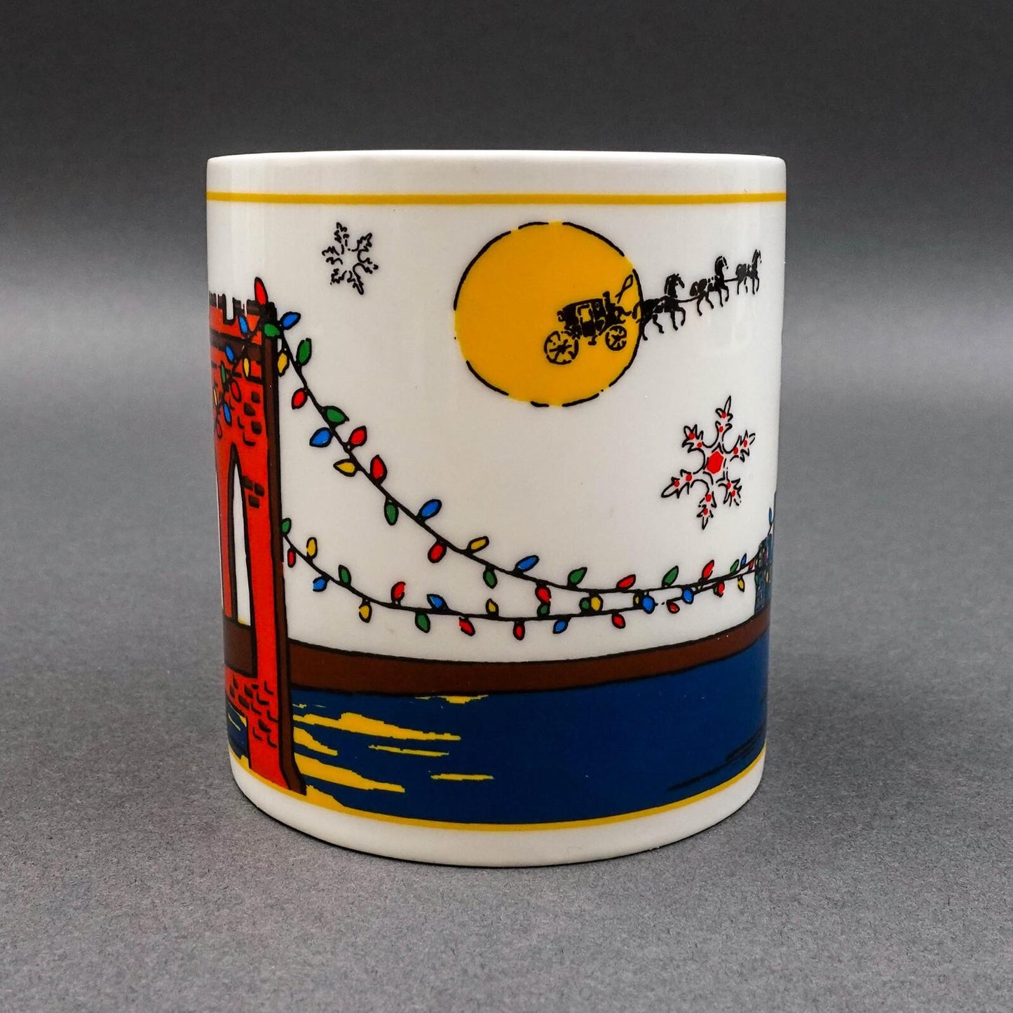 Coach NY Holiday Brooklyn Bridge Scene 12 oz Ceramic Mug Cup With Box