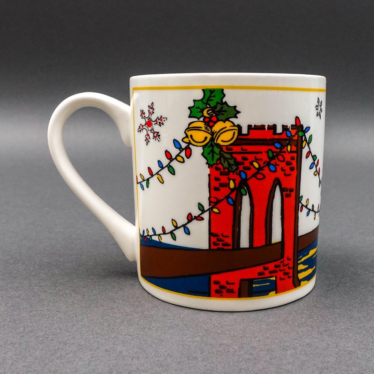 Coach NY Holiday Brooklyn Bridge Scene 12 oz Ceramic Mug Cup With Box