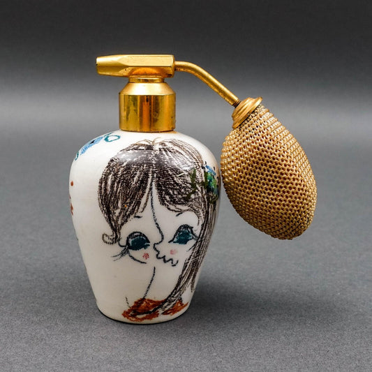 Milvia Quadrifoglio Italy Vintage Painted Pottery Perfume Atomizer Bottle (Read)