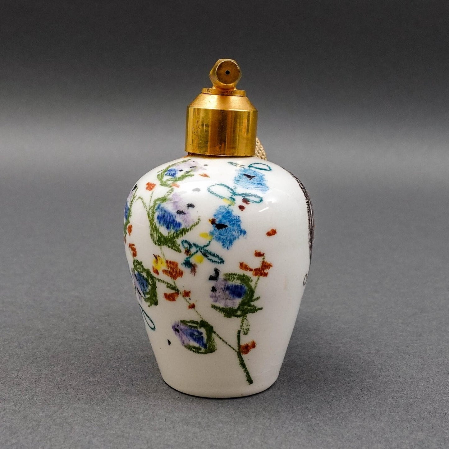 Milvia Quadrifoglio Italy Vintage Painted Pottery Perfume Atomizer Bottle (Read)
